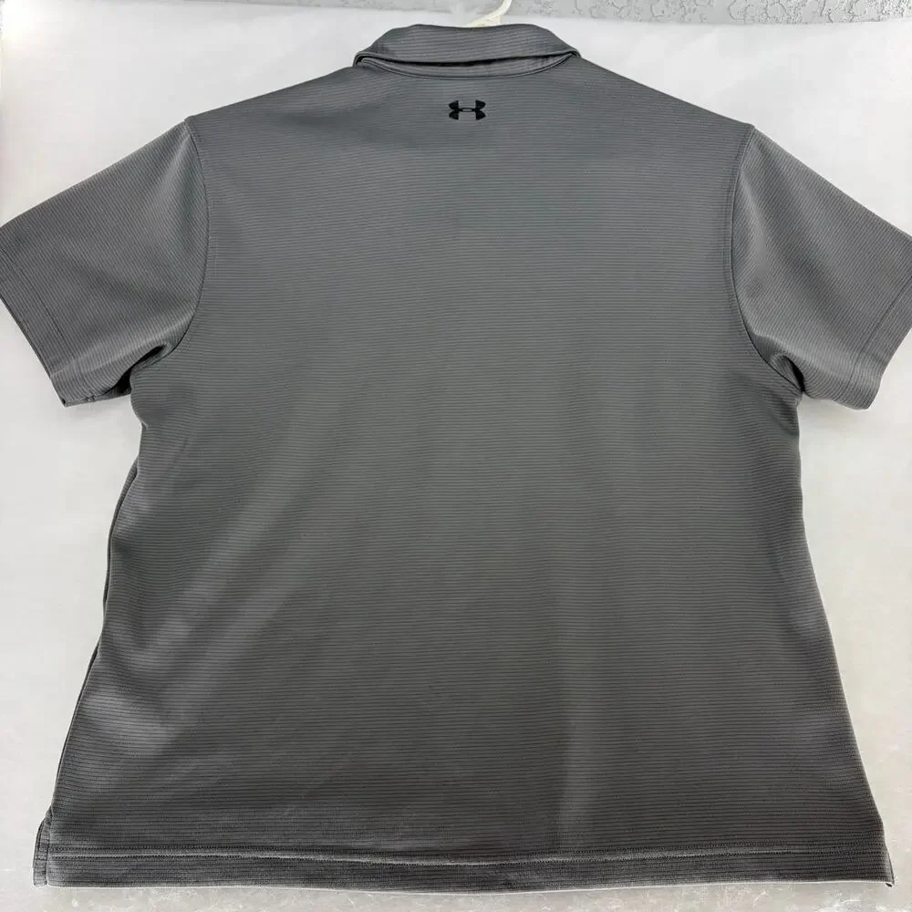 Under Armour Men's XL HeatGear Tech Textured Stripe Polo Shirt Gray - Picture 2 of 15
